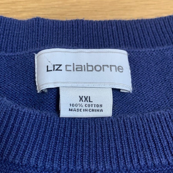 Liz Claiborne Crewneck Long Sleeve Blue & White Striped Knitted Top Women’s XXL - Picture 2 of 11